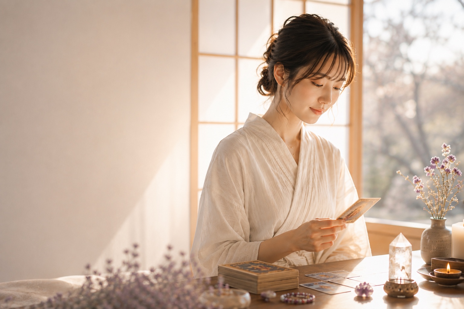 紫の光に包まれた、誄の霊感鑑定イメージ